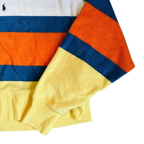 Polo Ralph Lauren Women’s M NWT Cotton Terry Stripe Sweatshirt Cropped Pullover - Picture 8 of 15